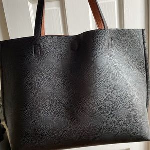 Vegan leather reversible tote